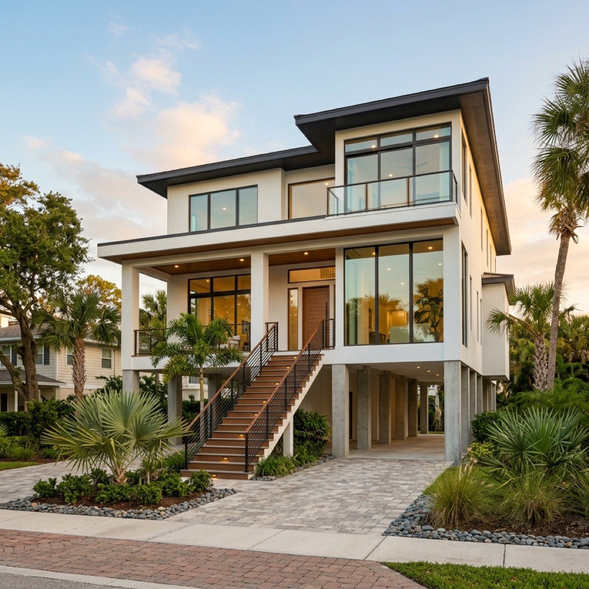 Elevated coastal Florida custom home by Rock
Homes and Estates