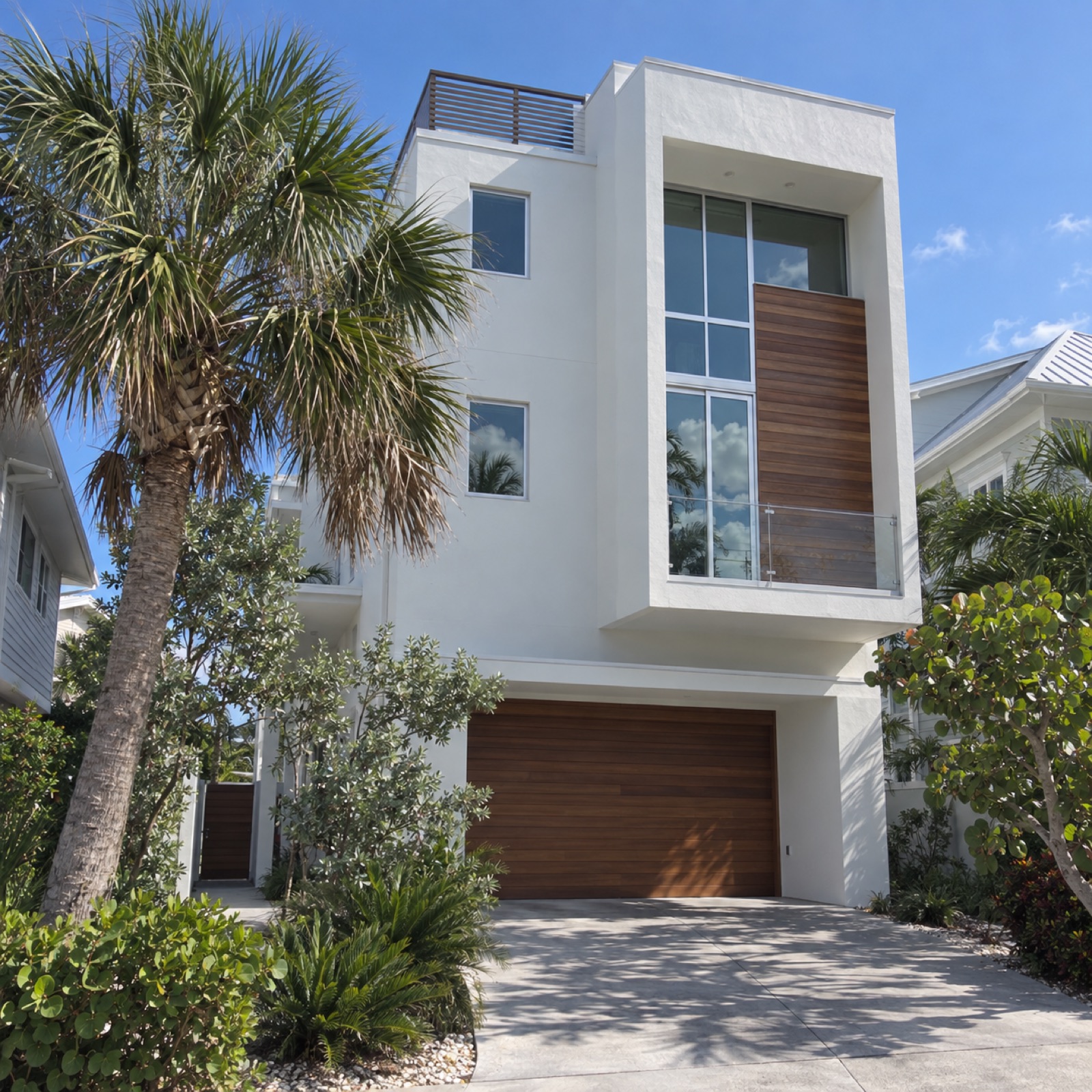 Indian Rocks inspired waterfront residence front exterior
