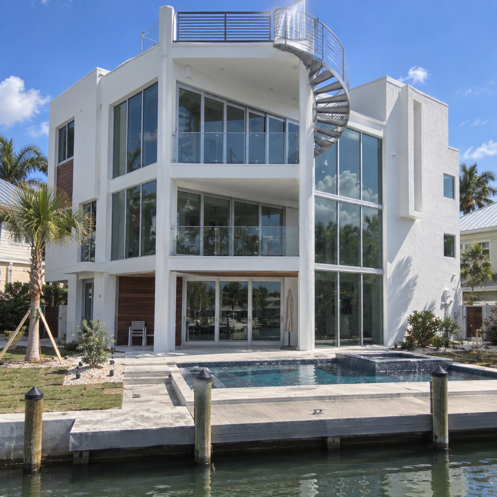 Tampa Bay waterfront home outdoor living concept