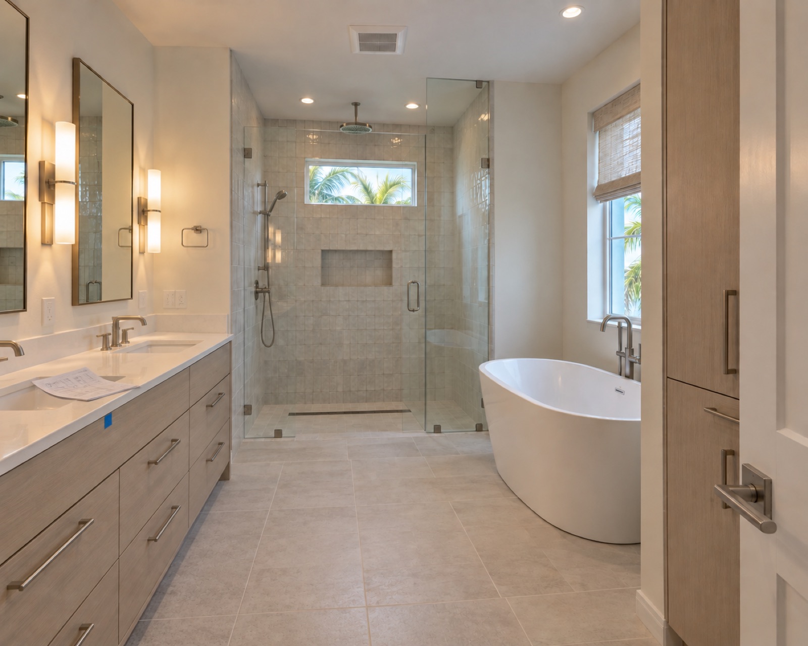 Primary bathroom vanity and lighting concept