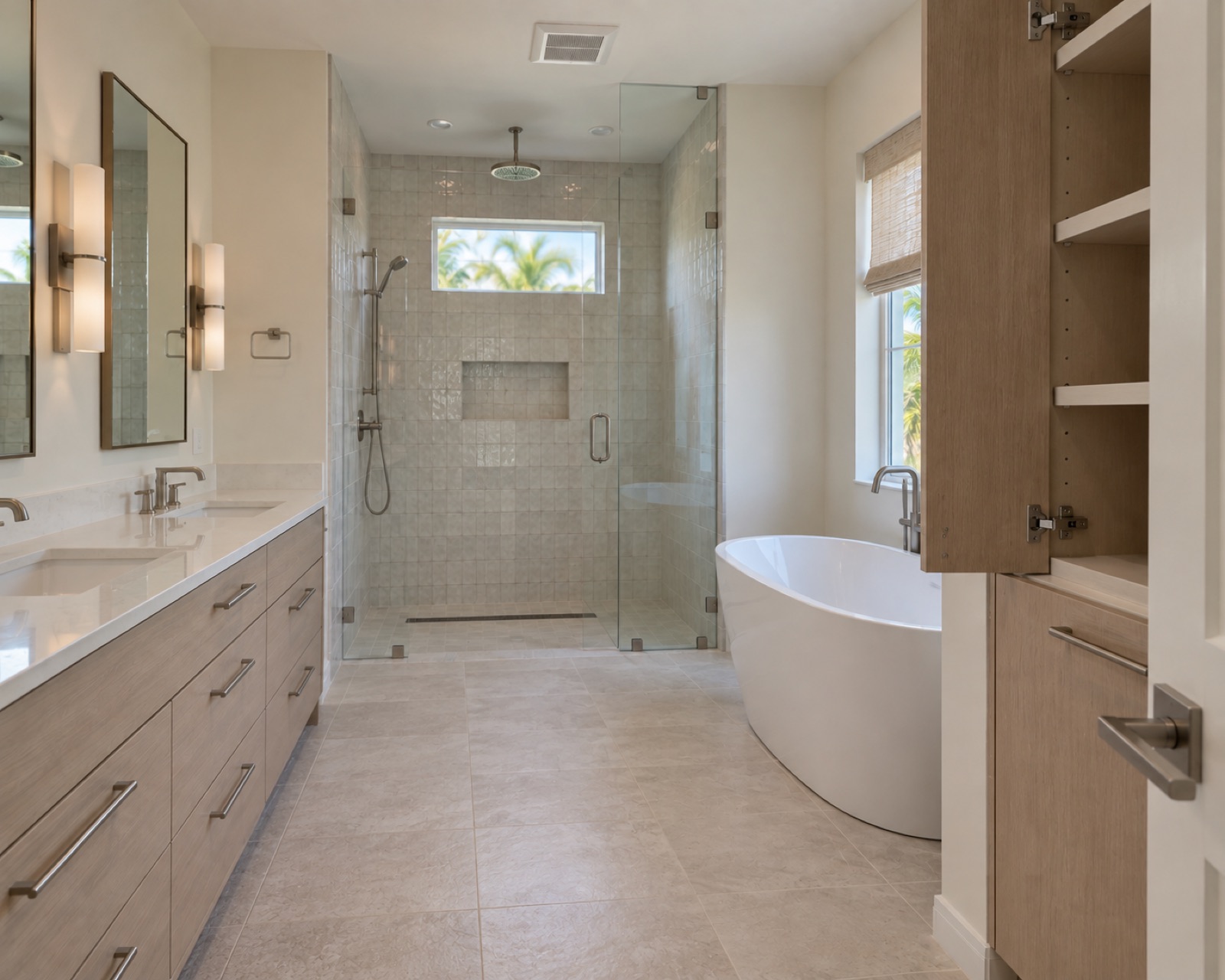 Bathroom renovation storage and finish detail